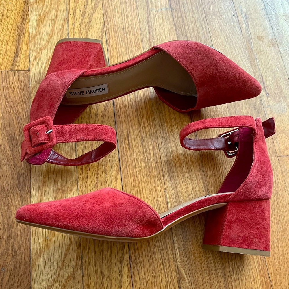 Steve Madden Genuine Leather Suede Block Heel